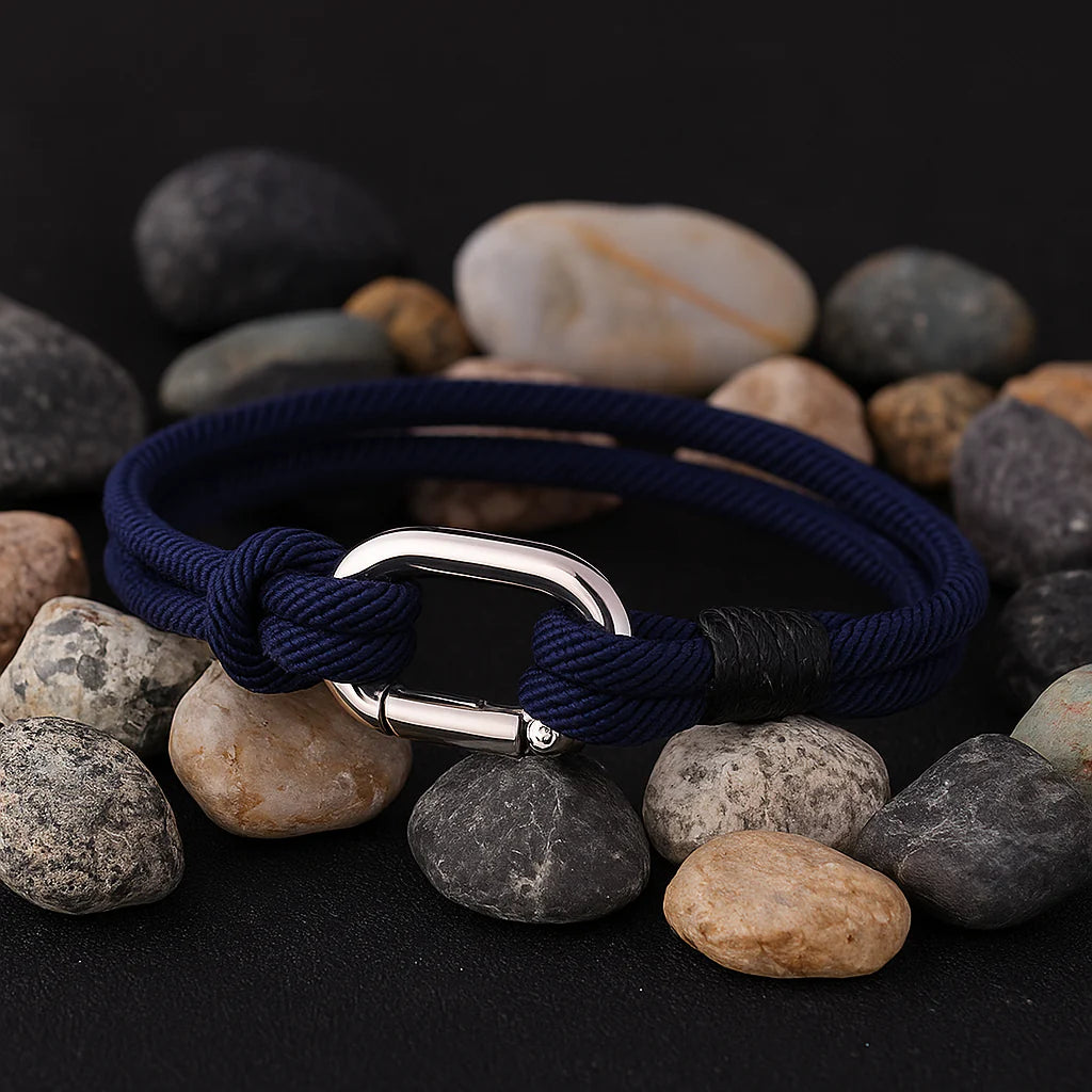 Nautical Navy Blue Rope Bracelet - Stylish Minimalist Accessory for Men and Women with Durable Stainless Steel Clasp