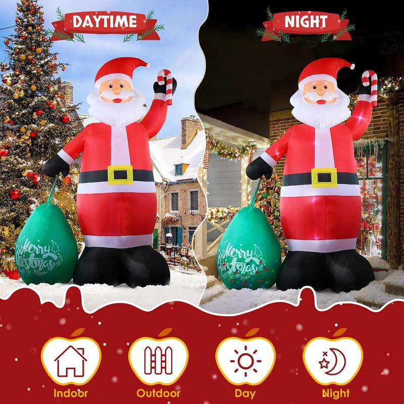 VINGLI Christmas Decorations Outdoor Giant Inflatable Lighted Decor, Blow up Yard Decoration with Electric Blower for Holiday Indoor Outdoor Garden Decor Large Santa Outdoorfun Boxes Gift