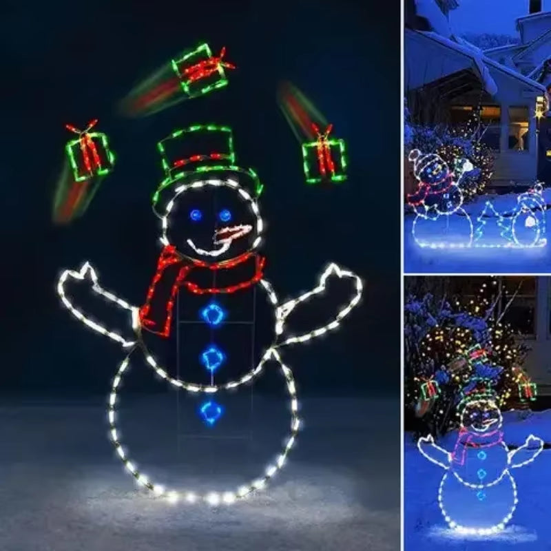 Animated LED Snowman Ornament with Glitter Light for Christmas and Holiday Party Winter Garden Yard Outdoor Decor