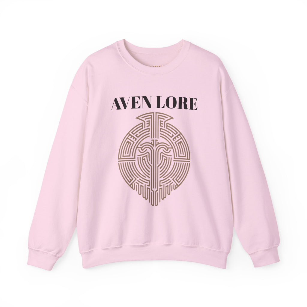 Crewneck Sweatshirt — Aven Lore Maze Logo (Minimalist Spiritual Graphic)