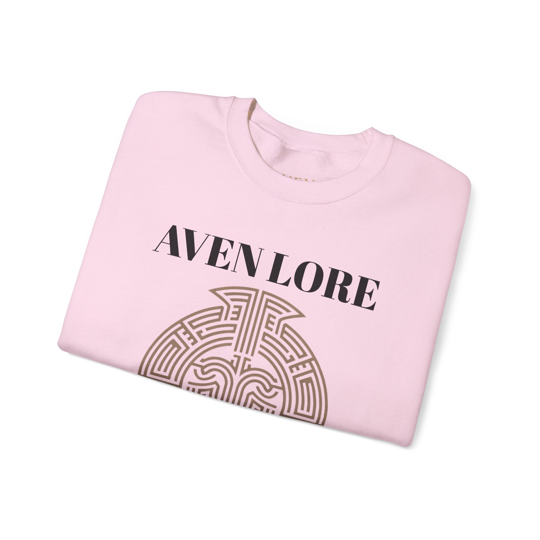 Crewneck Sweatshirt — Aven Lore Maze Logo (Minimalist Spiritual Graphic)
