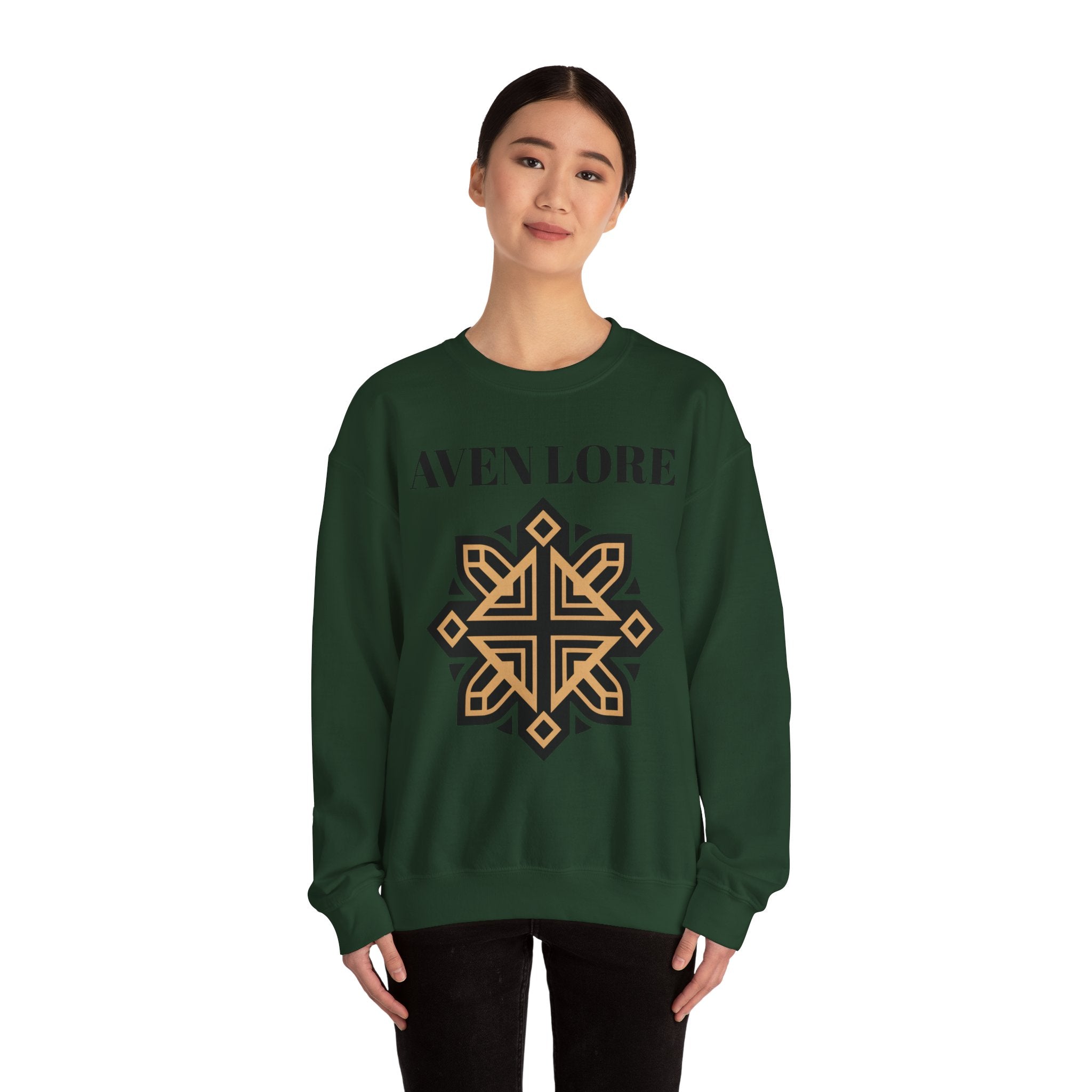 Aven Lore Crewneck Sweatshirt — Geometric Rune Emblem