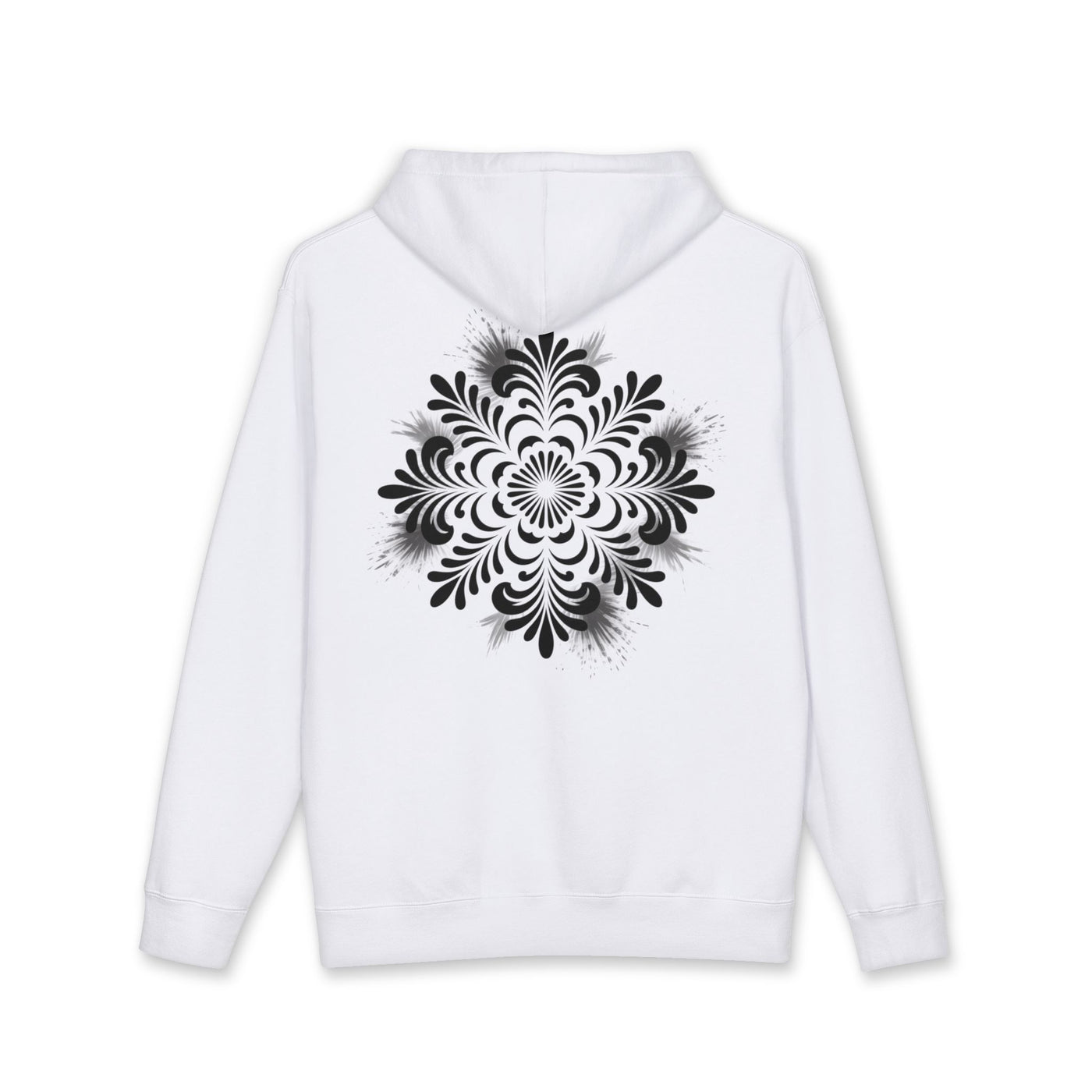 Aven Lore Hoodie — Minimal Logo Front & Ornamental Floral Back Pullover