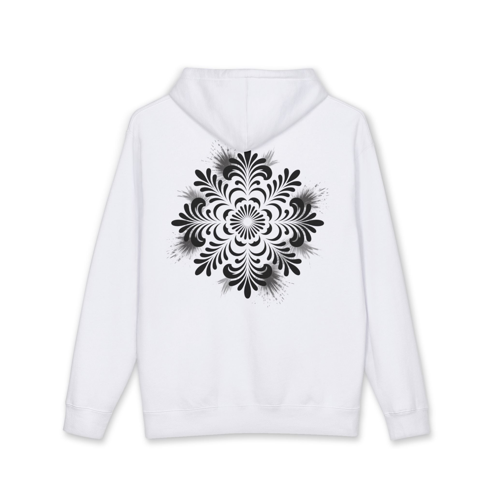 Aven Lore Hoodie — Minimal Logo Front & Ornamental Floral Back Pullover