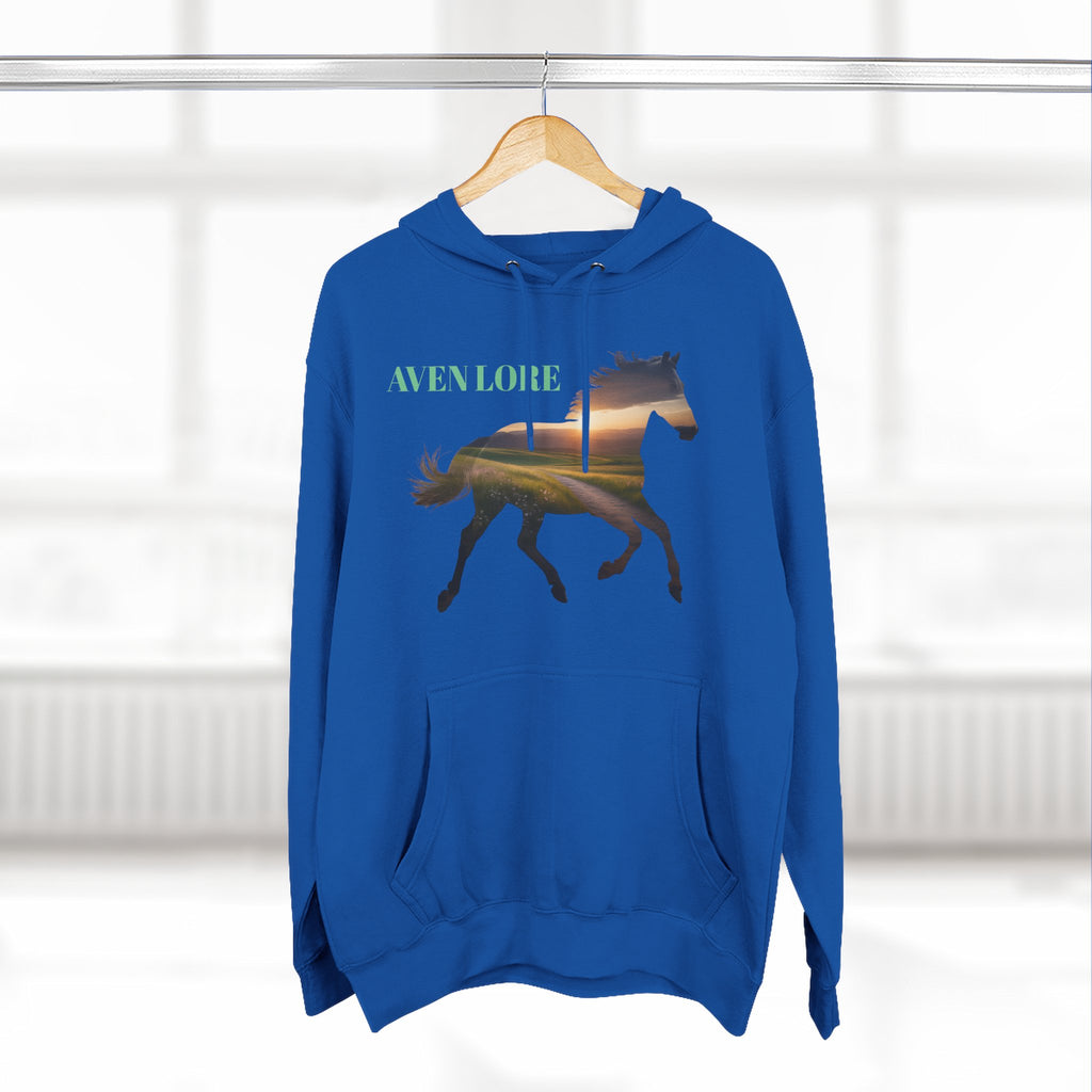 Equestrian Sunset Hoodie, Cozy Horse Lover Fleece Hoodie, Stylish Equine Gift, Perfect for Horse Riding, Warm Layer for Fall