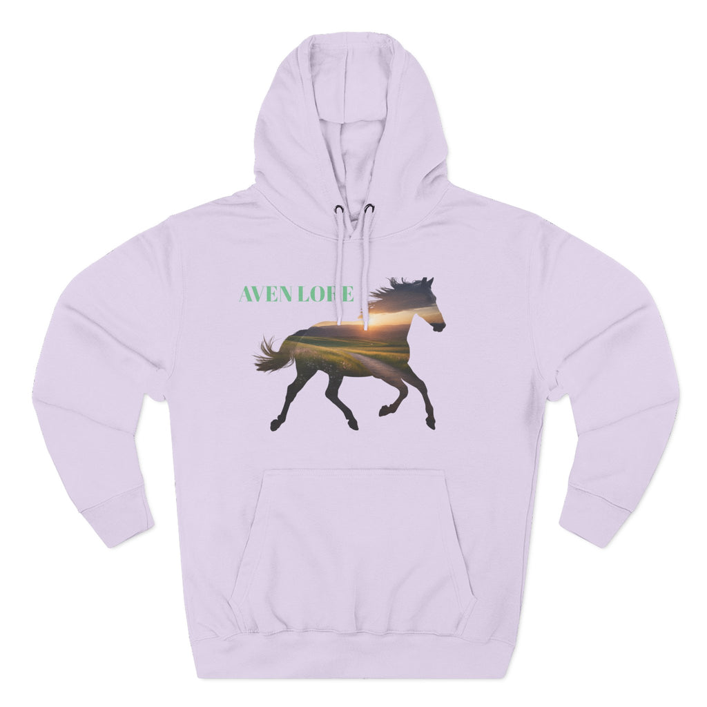 Equestrian Sunset Hoodie, Cozy Horse Lover Fleece Hoodie, Stylish Equine Gift, Perfect for Horse Riding, Warm Layer for Fall