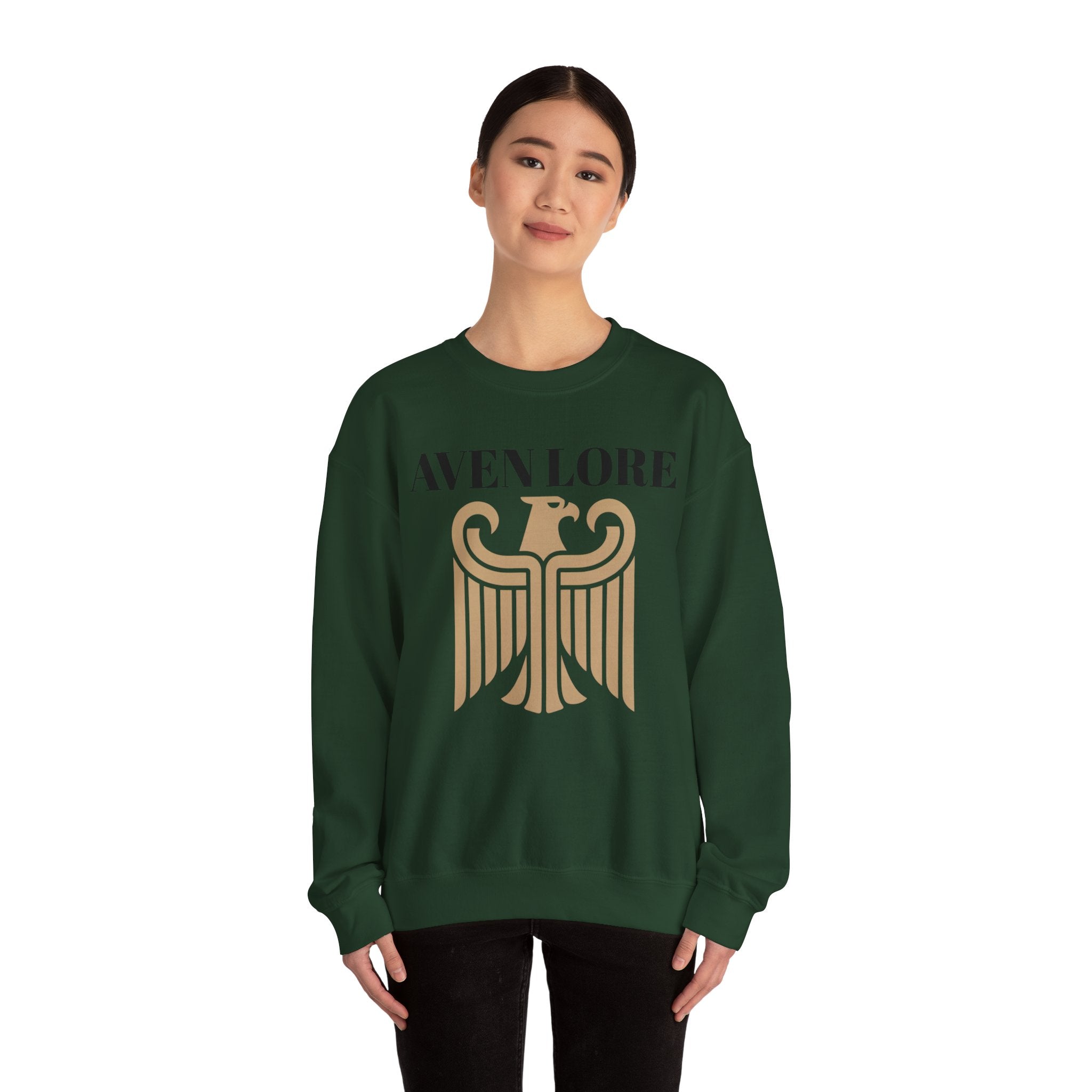 Aven Lore Crewneck Sweatshirt — Vintage Gold Eagle Graphic