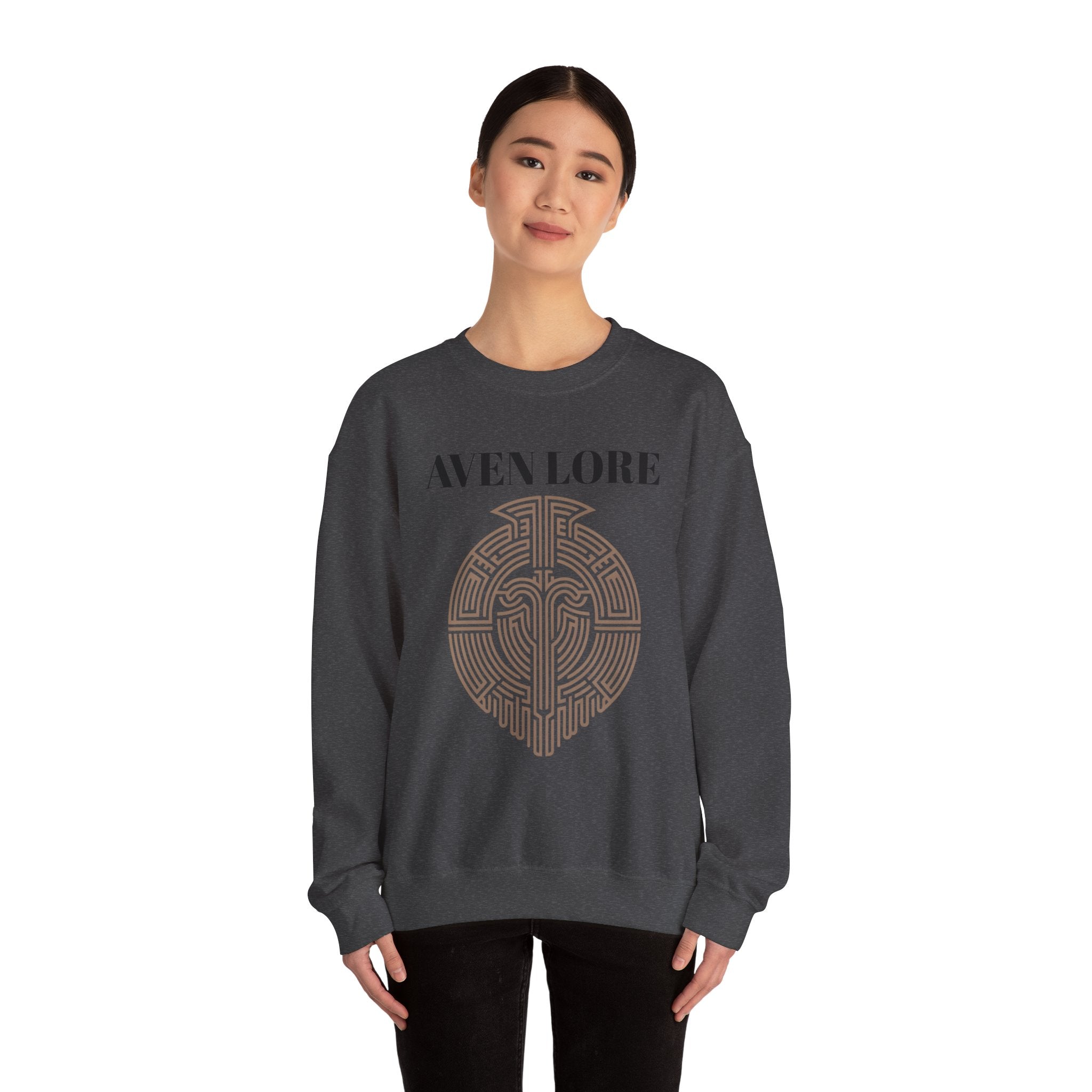 Crewneck Sweatshirt — Aven Lore Maze Logo (Minimalist Spiritual Graphic)
