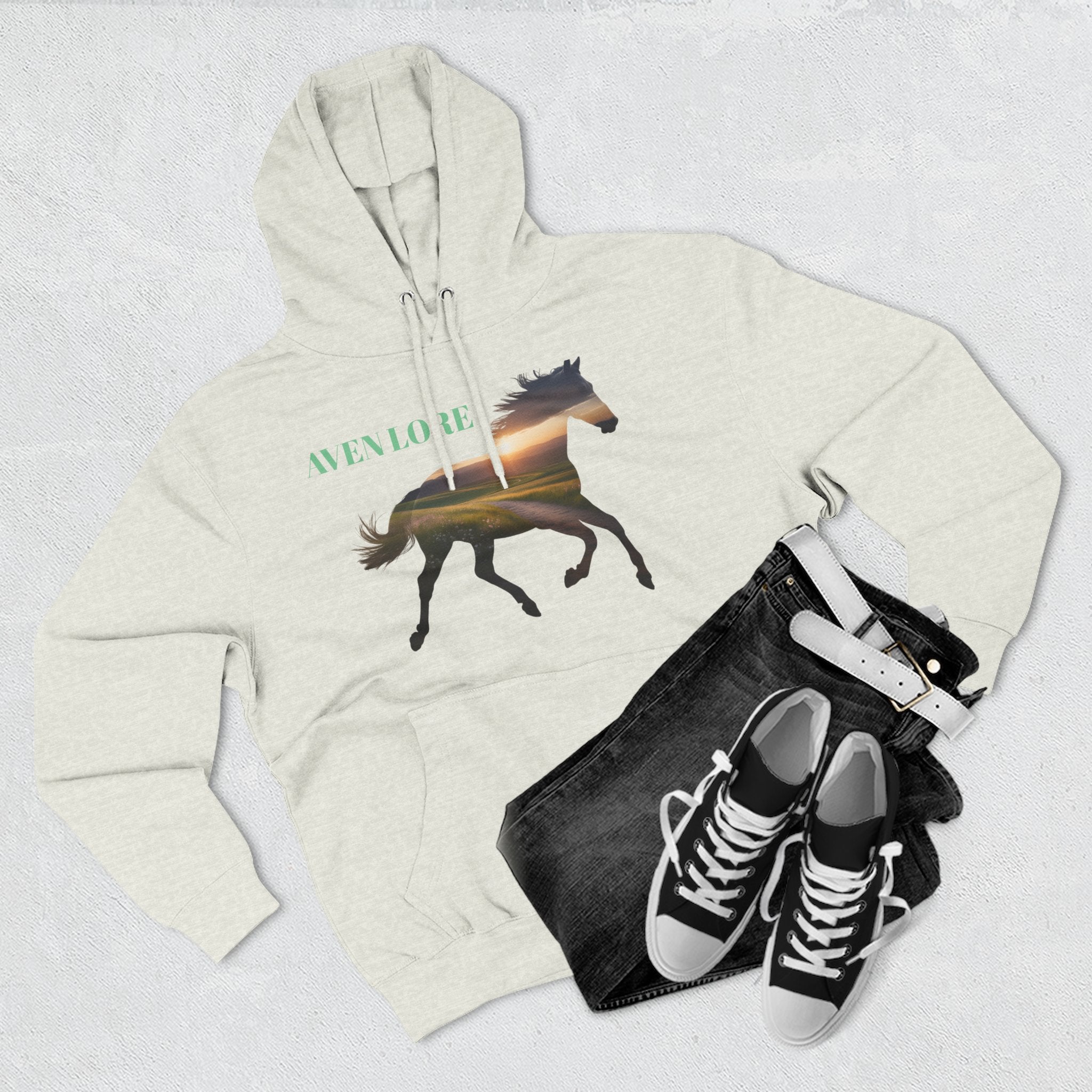 Equestrian Sunset Hoodie, Cozy Horse Lover Fleece Hoodie, Stylish Equine Gift, Perfect for Horse Riding, Warm Layer for Fall