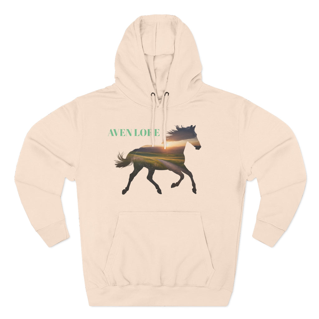 Equestrian Sunset Hoodie, Cozy Horse Lover Fleece Hoodie, Stylish Equine Gift, Perfect for Horse Riding, Warm Layer for Fall