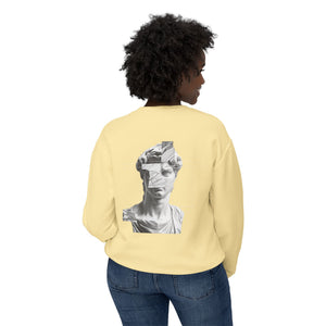 Sculpture Collage Crewneck Sweatshirt — Minimal Art Bust Graphic