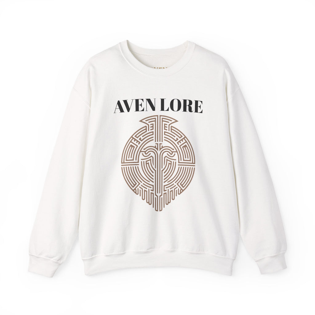 Crewneck Sweatshirt — Aven Lore Maze Logo (Minimalist Spiritual Graphic)