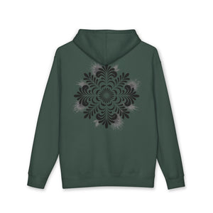 Aven Lore Hoodie — Minimal Logo Front & Ornamental Floral Back Pullover