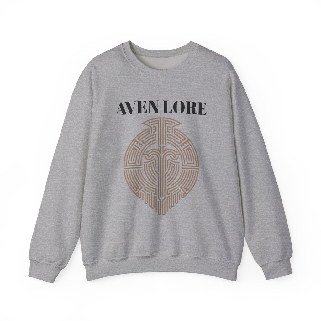 Crewneck Sweatshirt — Aven Lore Maze Logo (Minimalist Spiritual Graphic)