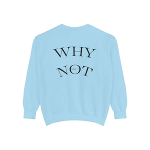 Aven Lore Sweatshirt — 'WHY NOT' Back Graphic Garment-Dyed Crewneck