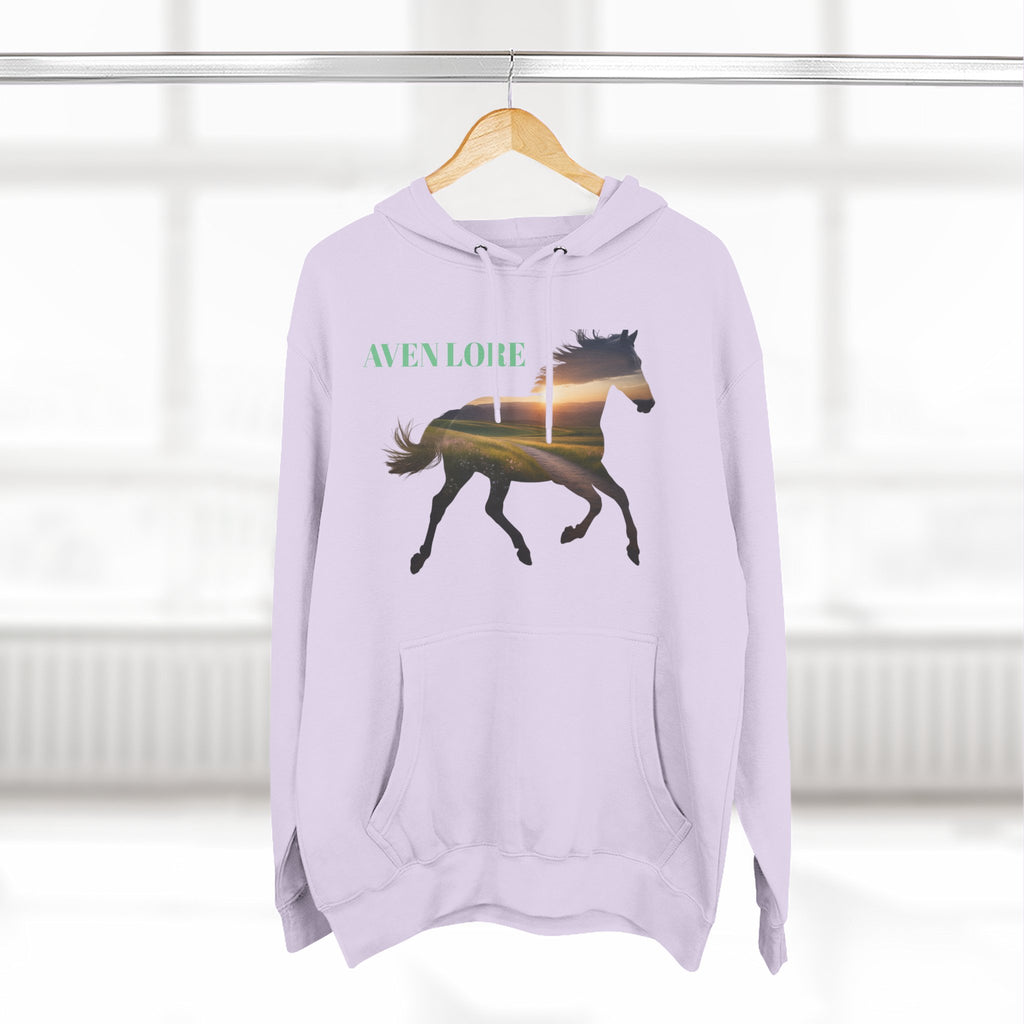 Equestrian Sunset Hoodie, Cozy Horse Lover Fleece Hoodie, Stylish Equine Gift, Perfect for Horse Riding, Warm Layer for Fall