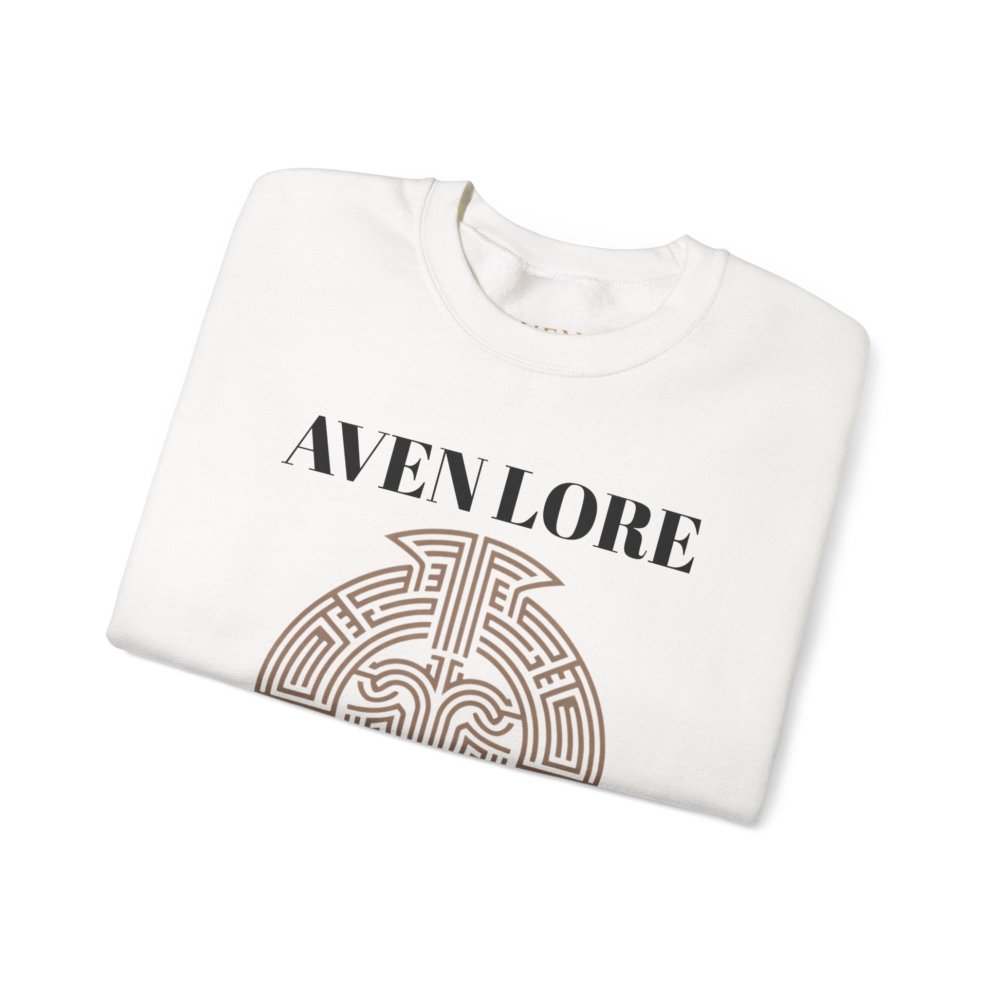 Crewneck Sweatshirt — Aven Lore Maze Logo (Minimalist Spiritual Graphic)