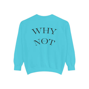 Aven Lore Sweatshirt — 'WHY NOT' Back Graphic Garment-Dyed Crewneck