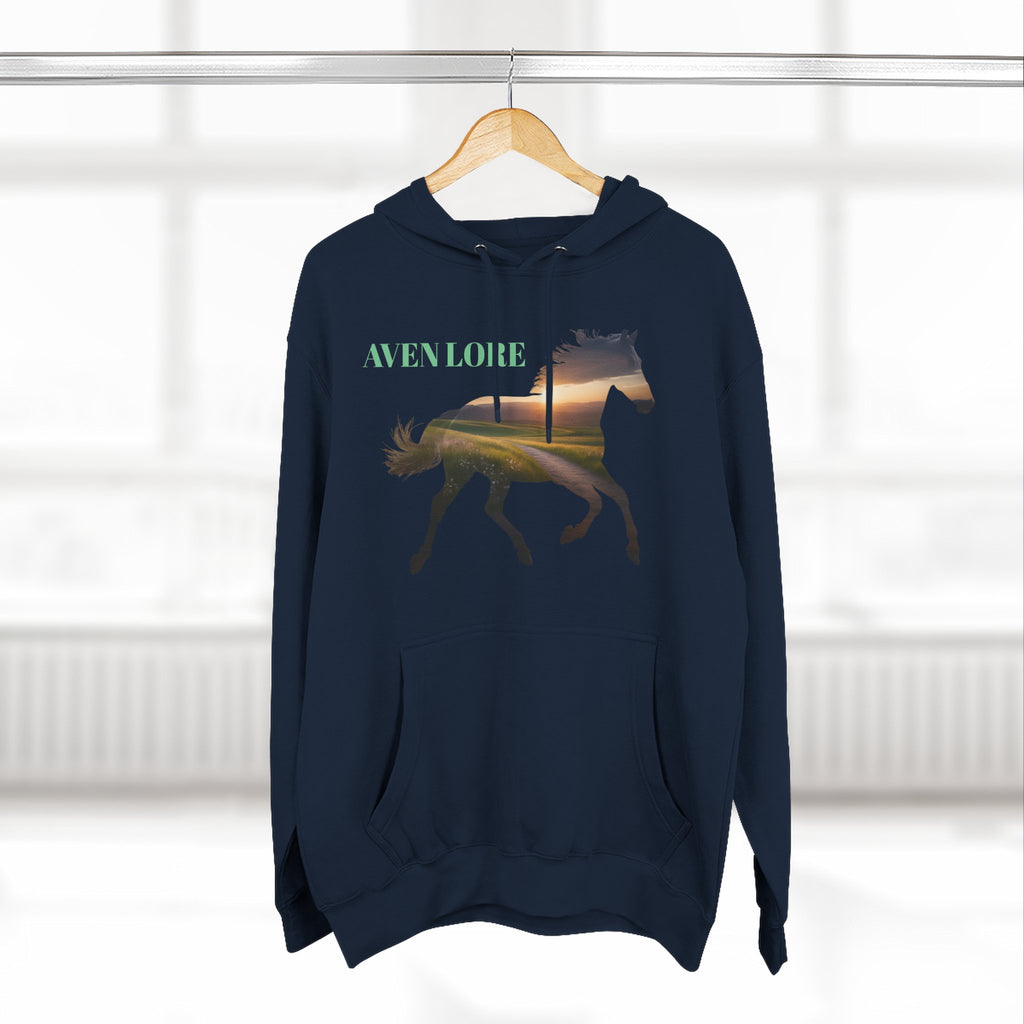 Equestrian Sunset Hoodie, Cozy Horse Lover Fleece Hoodie, Stylish Equine Gift, Perfect for Horse Riding, Warm Layer for Fall