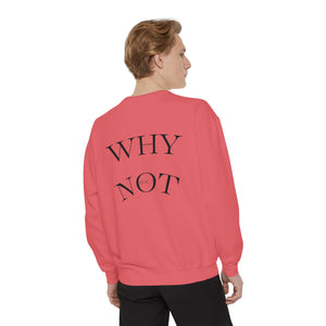 Aven Lore Sweatshirt — 'WHY NOT' Back Graphic Garment-Dyed Crewneck