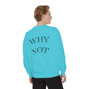 Aven Lore Sweatshirt — 'WHY NOT' Back Graphic Garment-Dyed Crewneck
