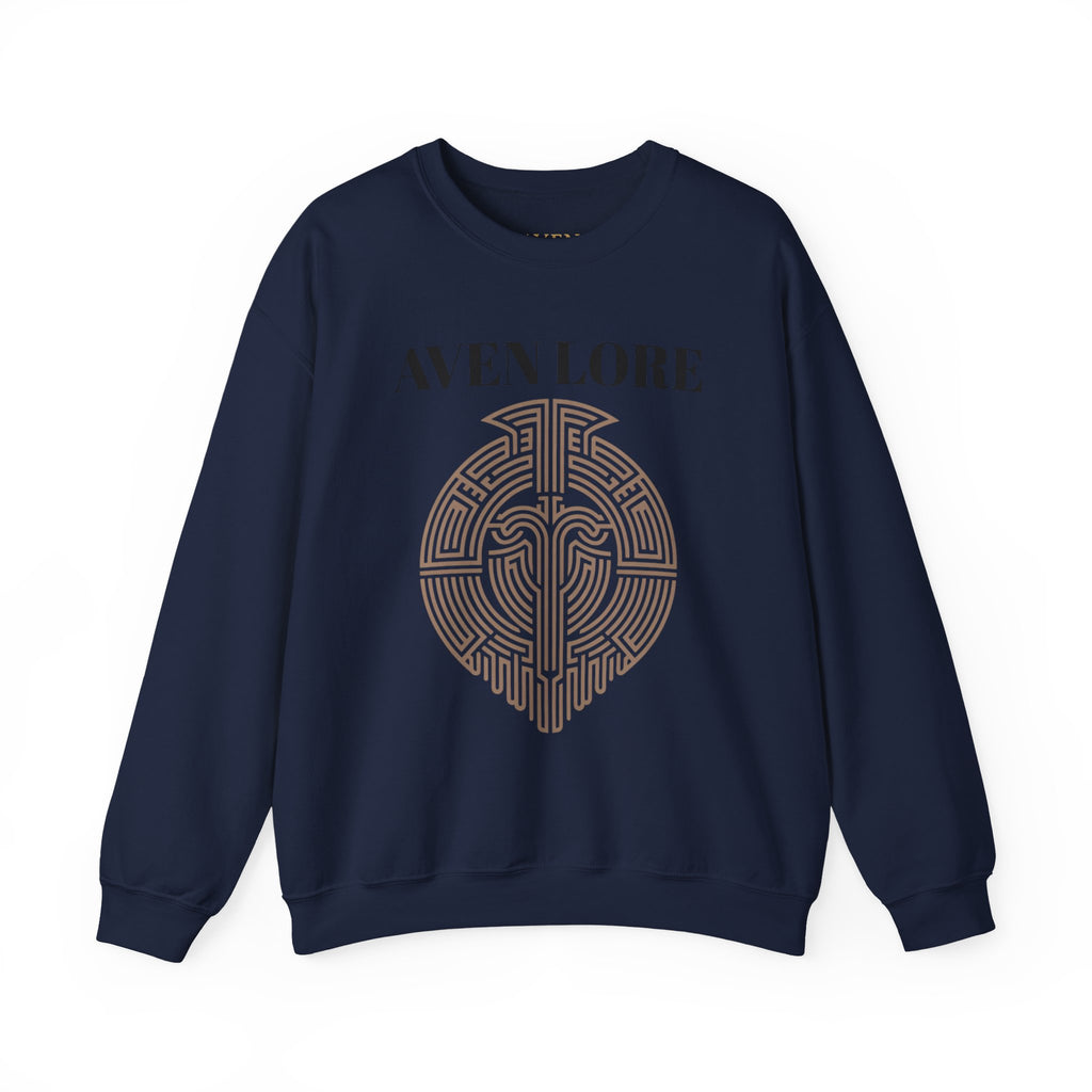 Crewneck Sweatshirt — Aven Lore Maze Logo (Minimalist Spiritual Graphic)