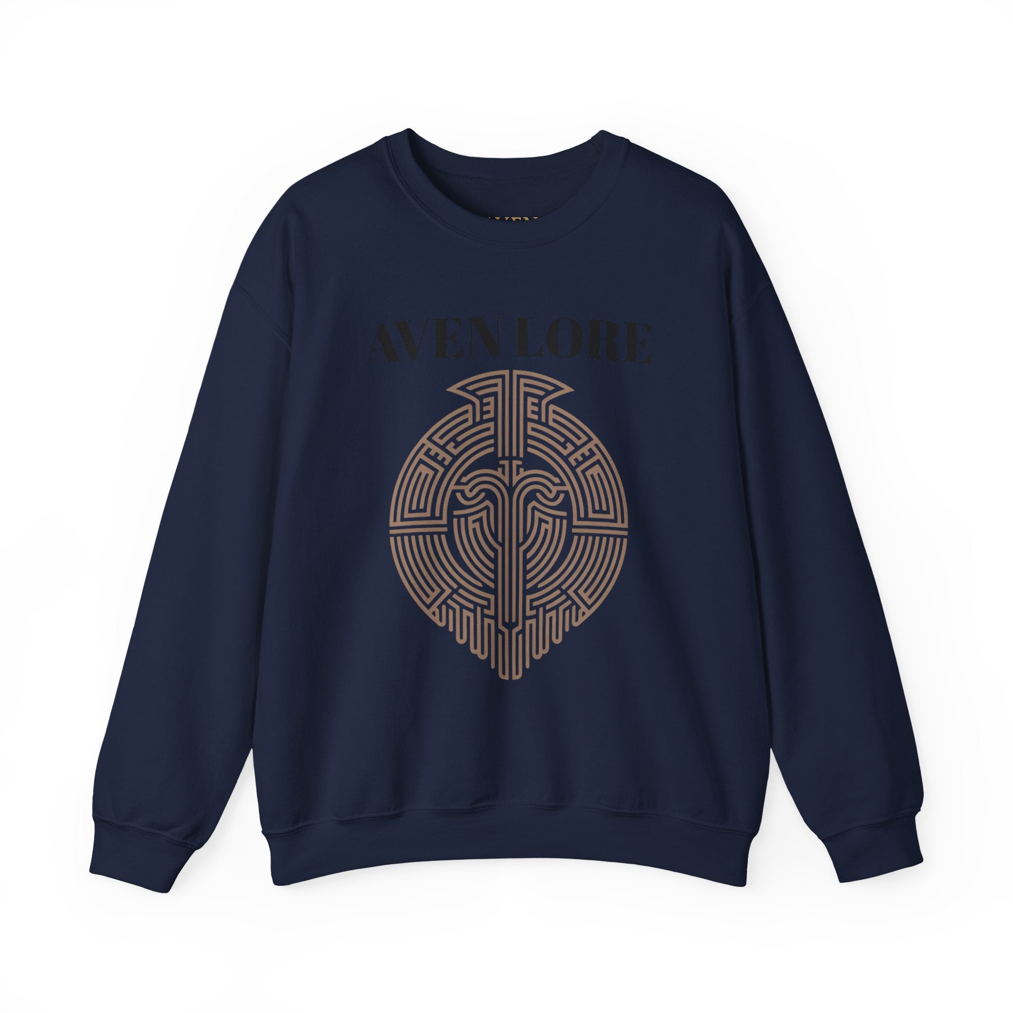 Crewneck Sweatshirt — Aven Lore Maze Logo (Minimalist Spiritual Graphic)