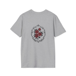 Floral Crest T-Shirt — Vintage Rose Back Print