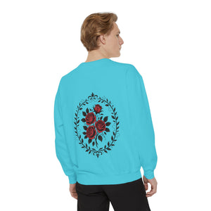 Aven Lore Sweatshirt — Vintage Red Rose Back Print Crewneck