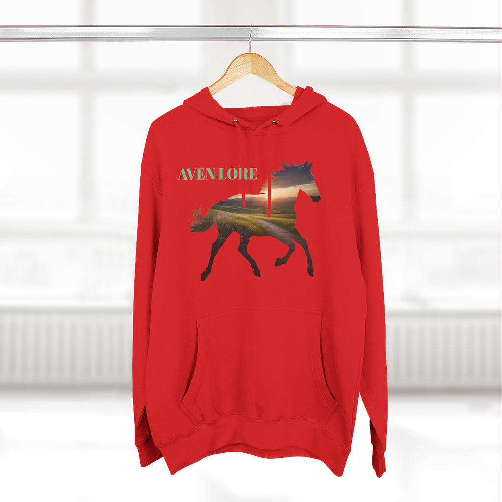 Equestrian Sunset Hoodie, Cozy Horse Lover Fleece Hoodie, Stylish Equine Gift, Perfect for Horse Riding, Warm Layer for Fall