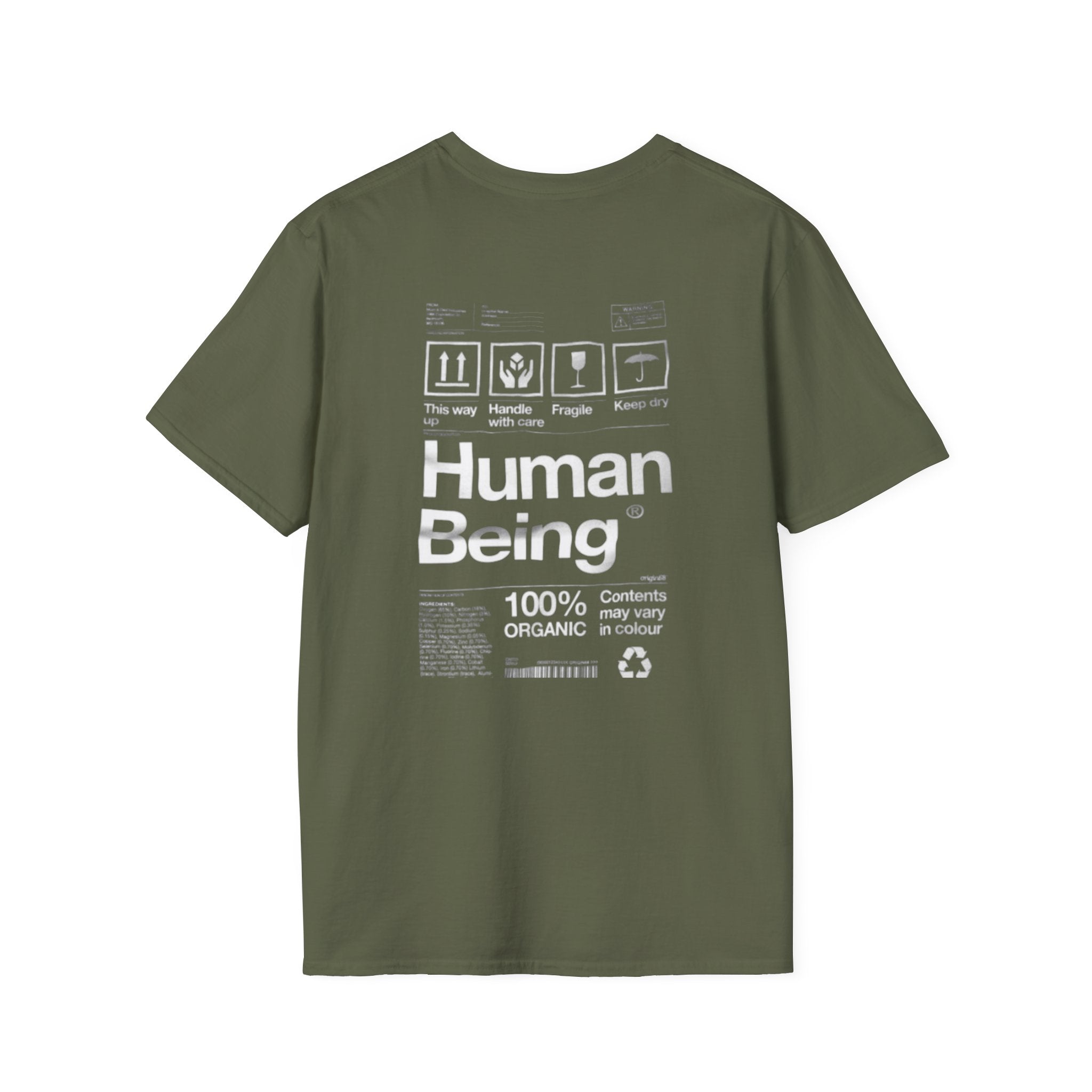 Human Being Graphic T-Shirt — 'Human Being' Organic Style Back Print