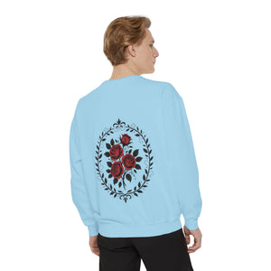 Aven Lore Sweatshirt — Vintage Red Rose Back Print Crewneck