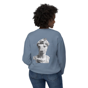 Sculpture Collage Crewneck Sweatshirt — Minimal Art Bust Graphic