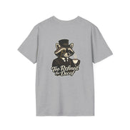 Too Refined for Decaf T-Shirt — Vintage Dapper Raccoon Coffee Tee