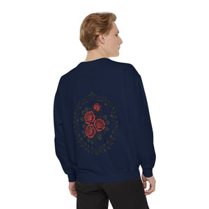 Aven Lore Sweatshirt — Vintage Red Rose Back Print Crewneck