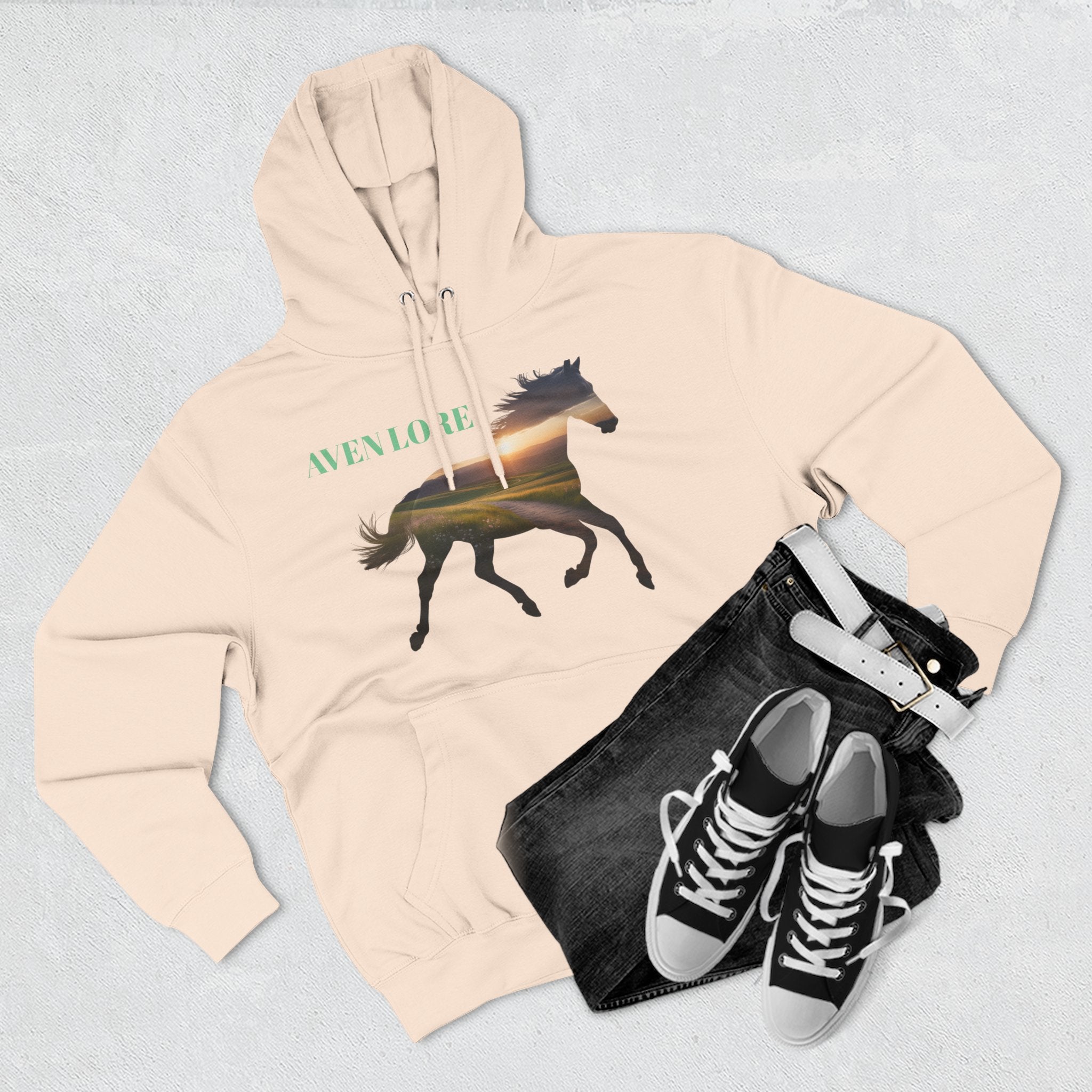 Equestrian Sunset Hoodie, Cozy Horse Lover Fleece Hoodie, Stylish Equine Gift, Perfect for Horse Riding, Warm Layer for Fall