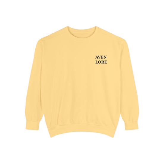 Aven Lore Embroidered Sweatshirt — Minimal White Crewneck