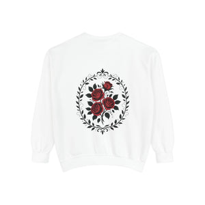 Aven Lore Sweatshirt — Vintage Red Rose Back Print Crewneck