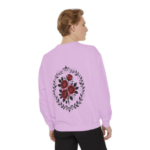 Aven Lore Sweatshirt — Vintage Red Rose Back Print Crewneck