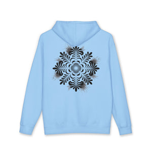 Aven Lore Hoodie — Minimal Logo Front & Ornamental Floral Back Pullover