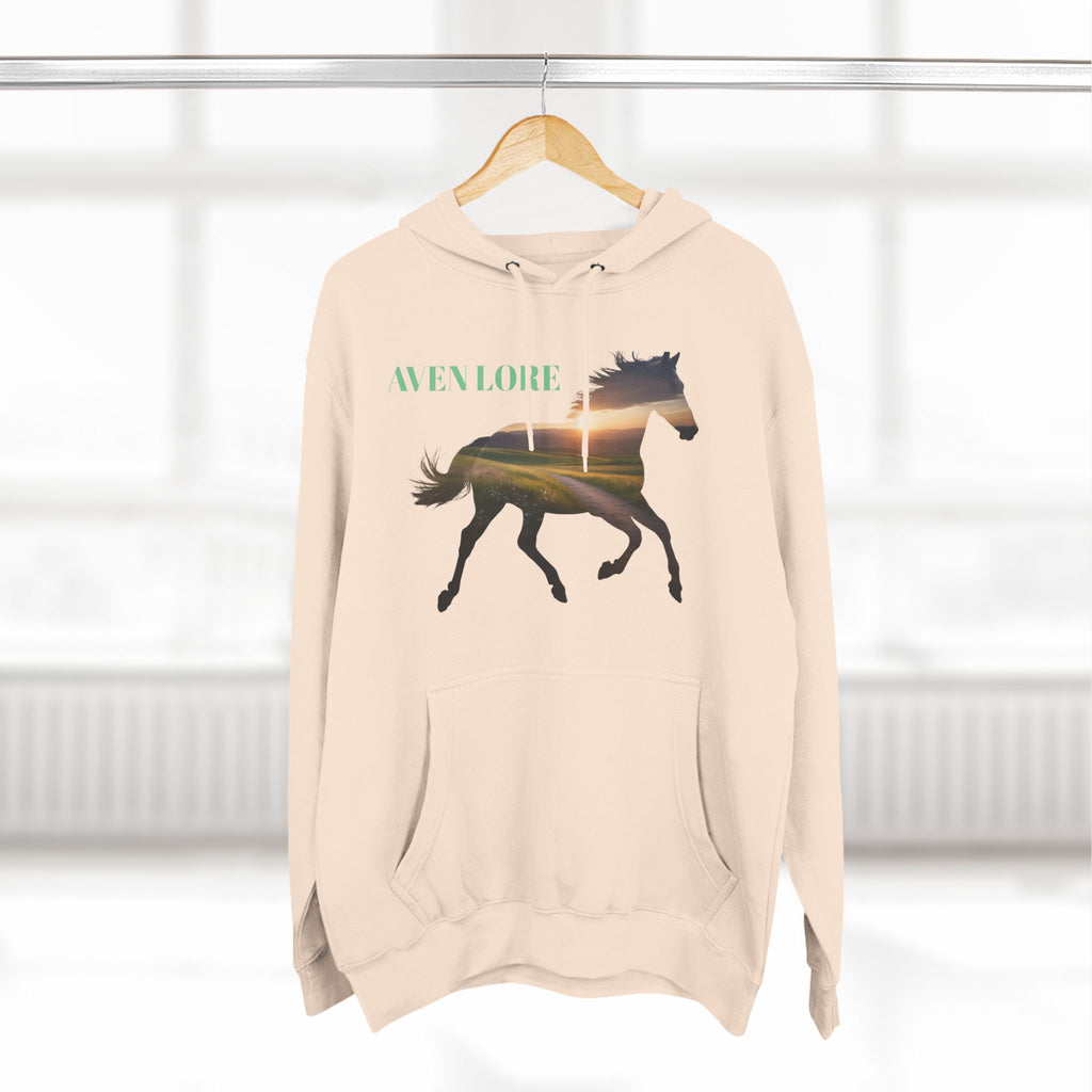 Equestrian Sunset Hoodie, Cozy Horse Lover Fleece Hoodie, Stylish Equine Gift, Perfect for Horse Riding, Warm Layer for Fall