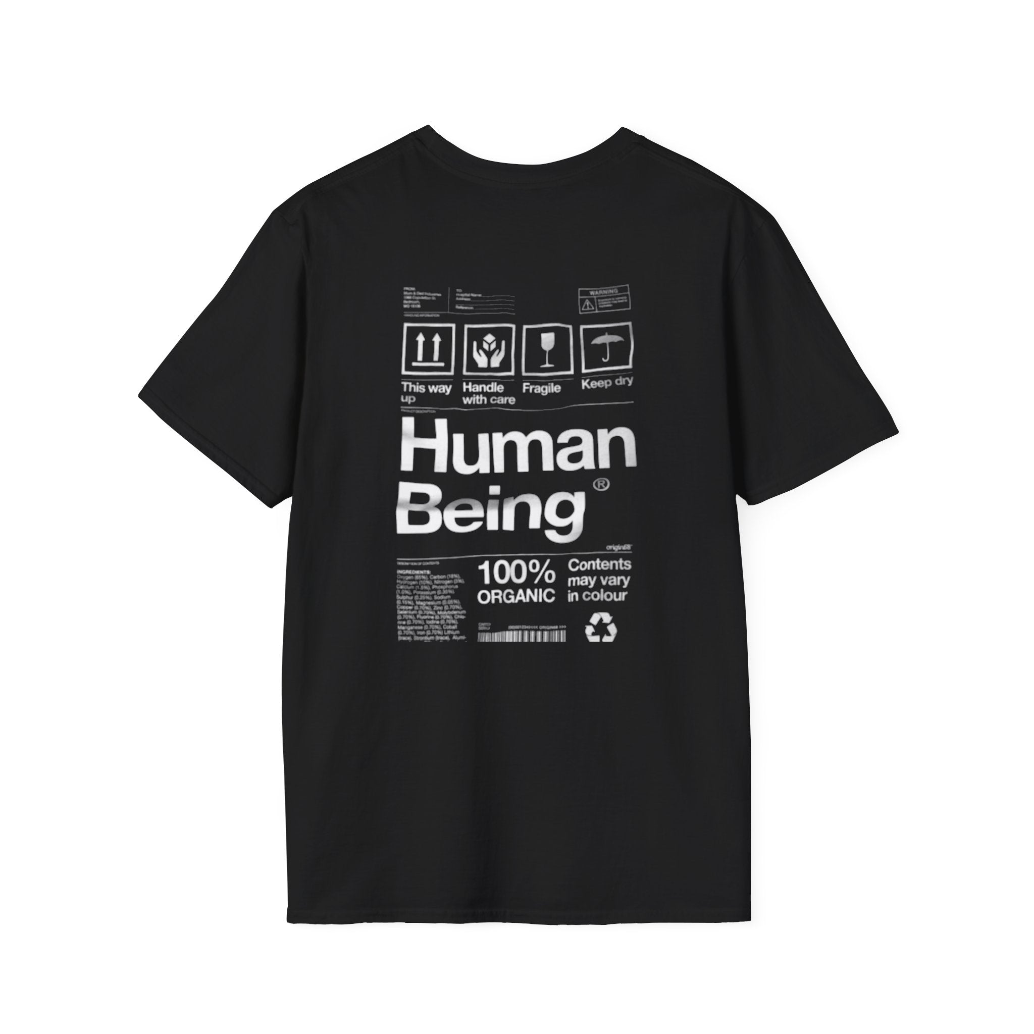 Human Being Graphic T-Shirt — 'Human Being' Organic Style Back Print