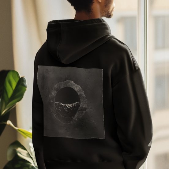 Dark Moon Graphic Sweatshirt — Minimalist Surreal Mountain Circle Crewneck