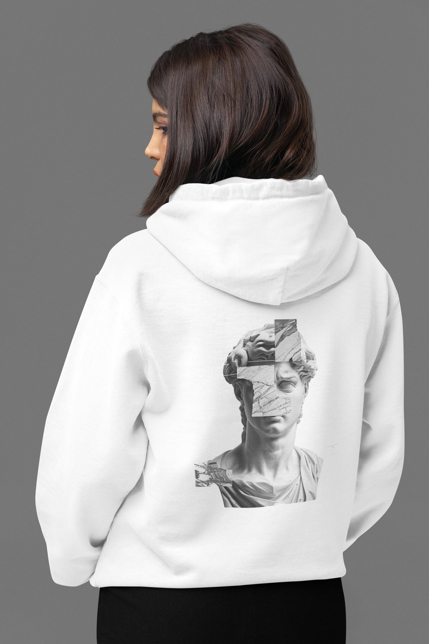 Sculpture Collage Crewneck Sweatshirt — Minimal Art Bust Graphic