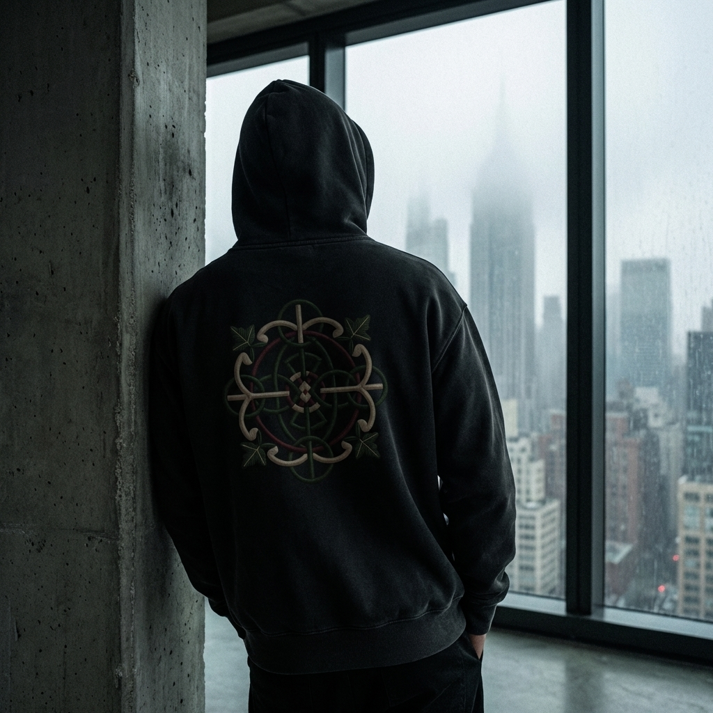 Celtic Knot Ivy Hoodie — Floral Interlace Graphic Hooded Sweatshirt