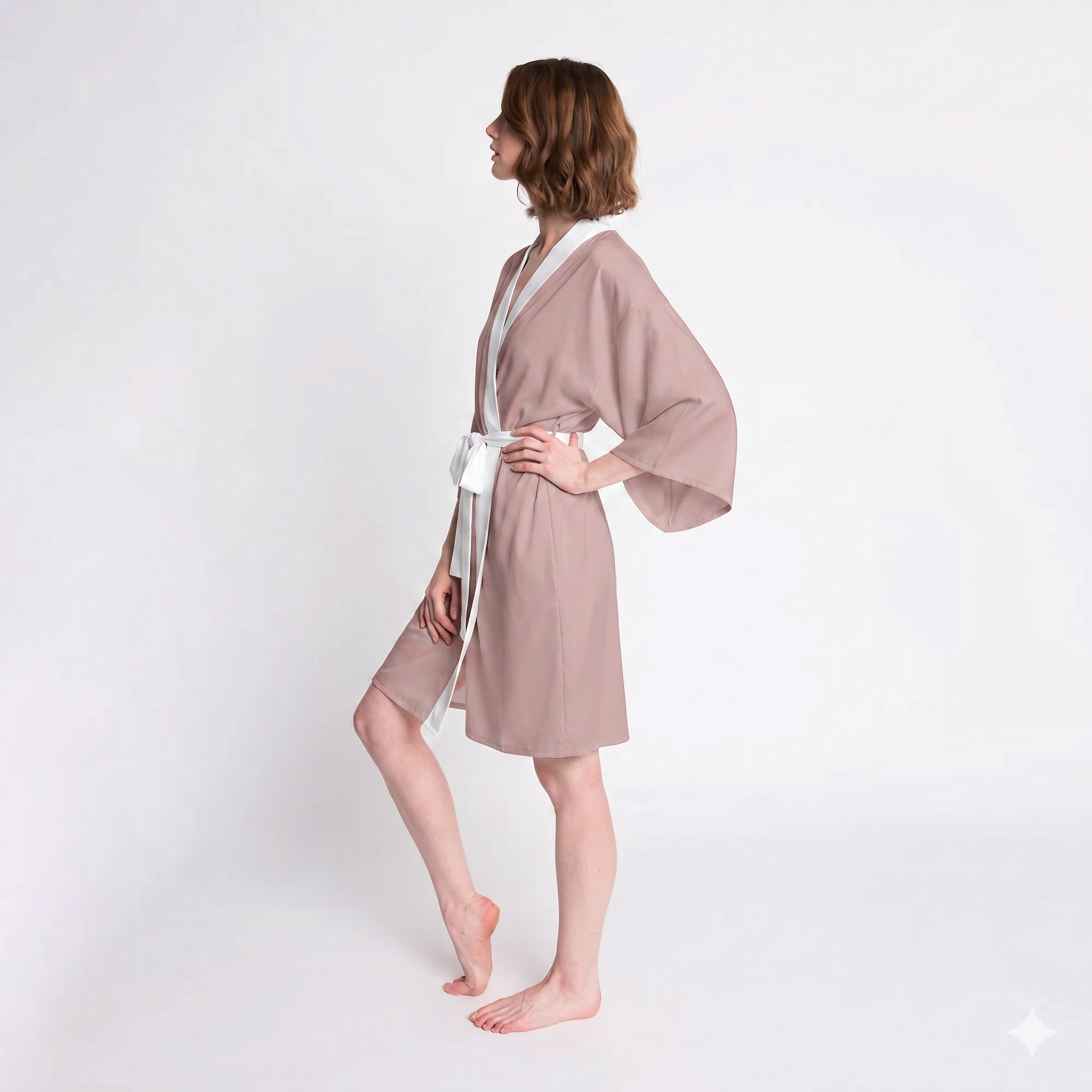 Pink Crane & Cherry Blossom Kimono Robe