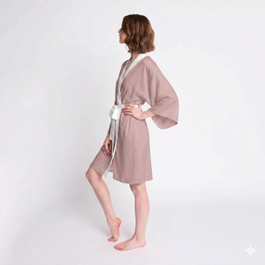 Pink Crane & Cherry Blossom Kimono Robe