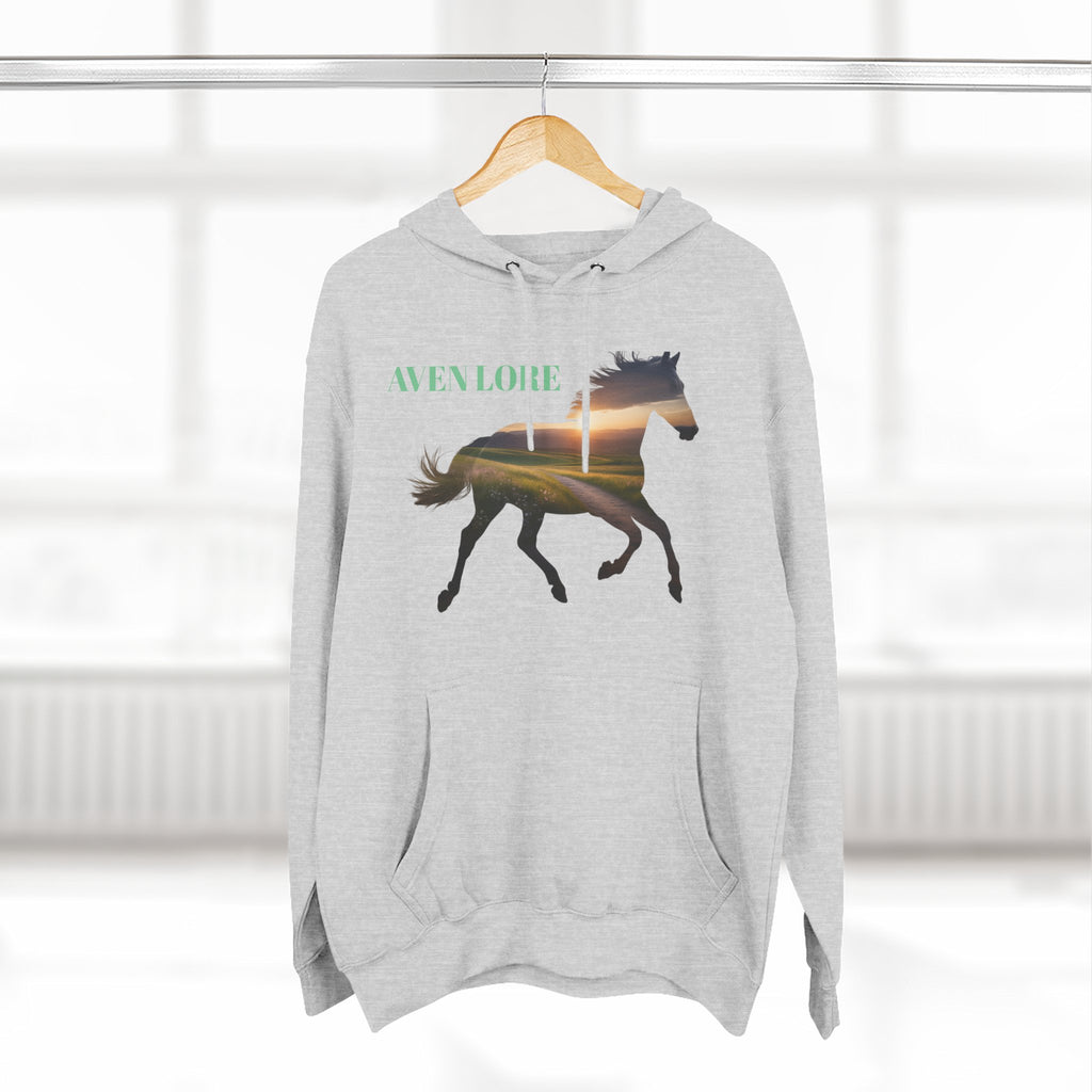 Equestrian Sunset Hoodie, Cozy Horse Lover Fleece Hoodie, Stylish Equine Gift, Perfect for Horse Riding, Warm Layer for Fall
