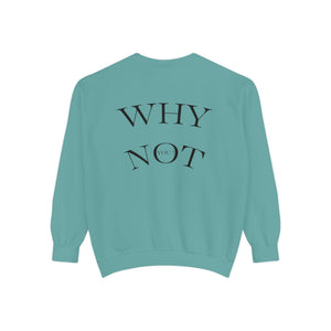 Aven Lore Sweatshirt — 'WHY NOT' Back Graphic Garment-Dyed Crewneck