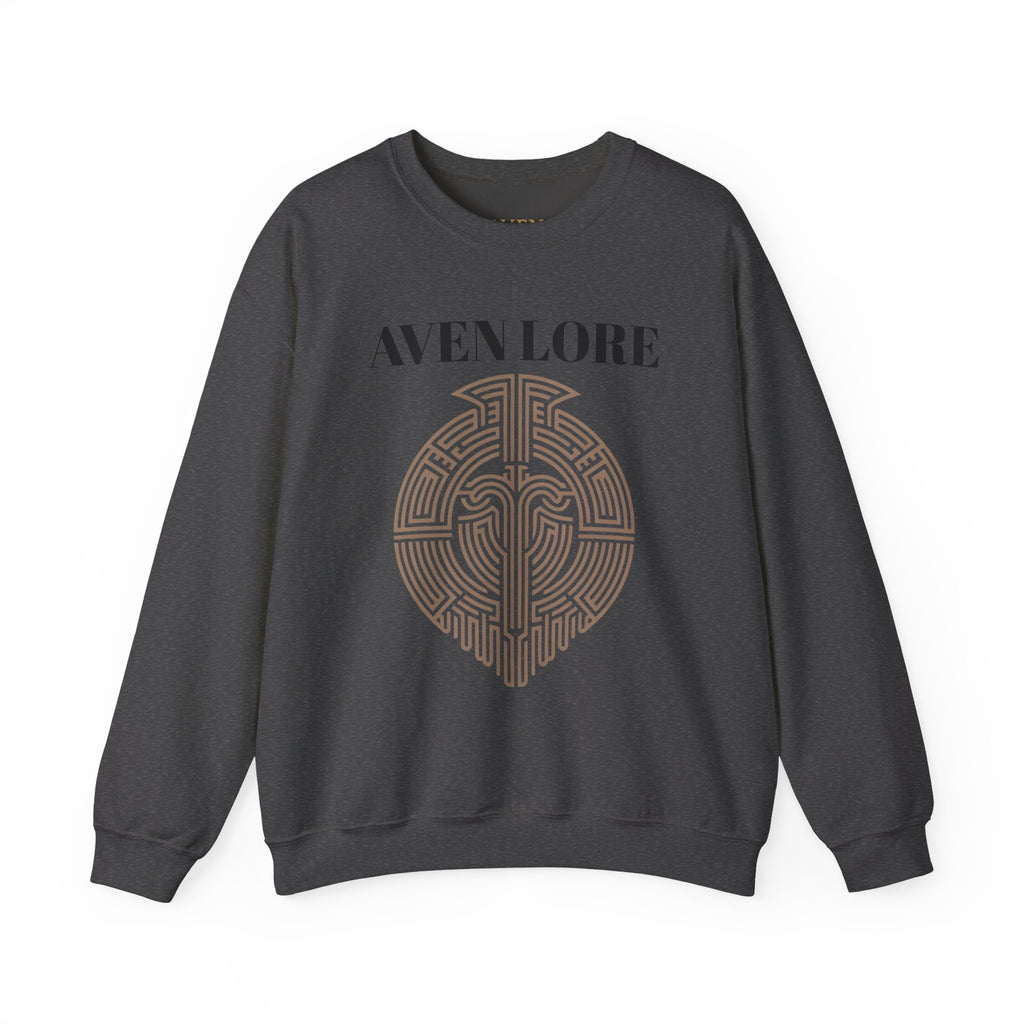 Crewneck Sweatshirt — Aven Lore Maze Logo (Minimalist Spiritual Graphic)